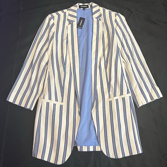Express Jackets & Blazers - NWT EXPRESS Women's Open Front Striped Blue Blazer